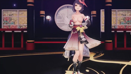 Возбуждающий стриптиз танец Sara из Genshin Impact